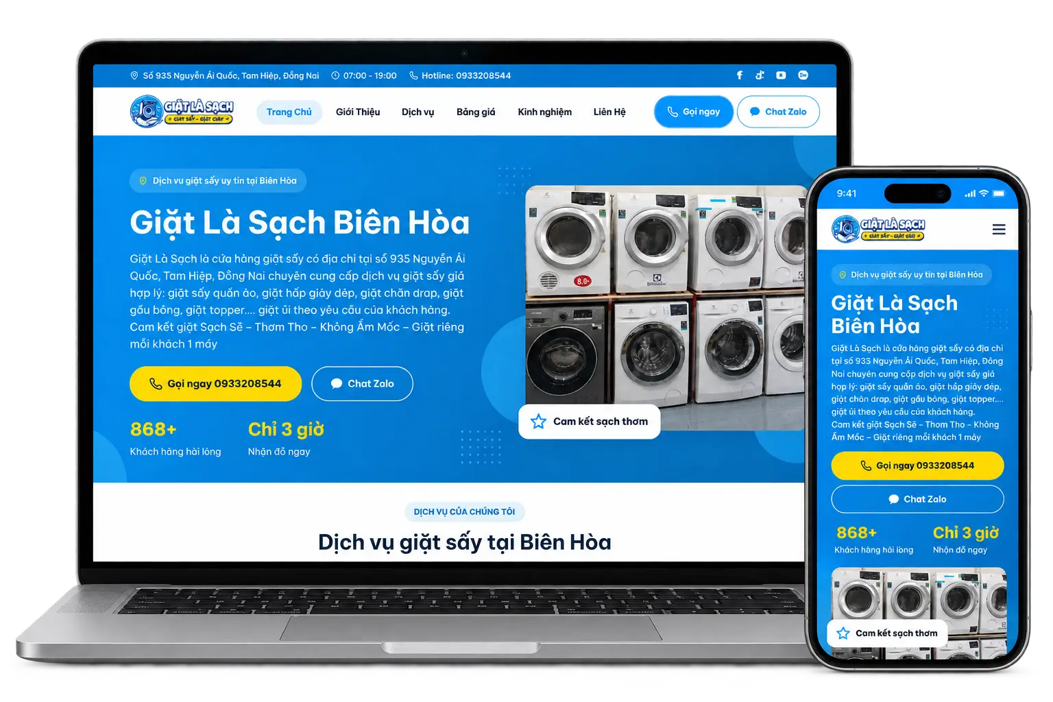 SangTech thiết kế website dịch vụ Giặt Là, giặt Sấy