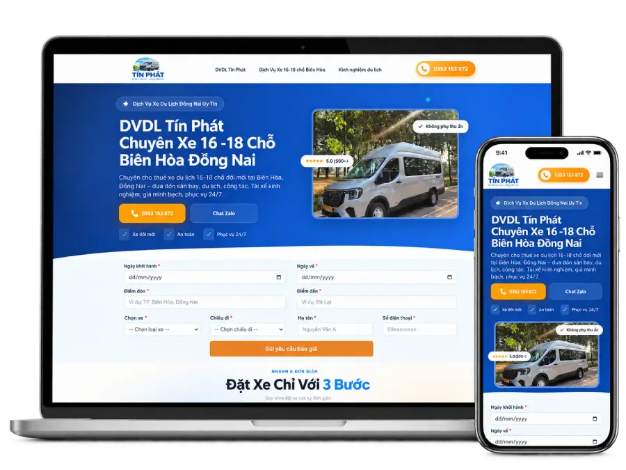 Mẫu website dịch vụ tại Hưng Yên